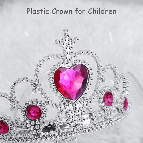 Princesse Tiara Crown, Diadème Couronne Princesse, Pour la Fête D'anniversaire des Petites Filles et le Jeu D'imitation D'Halloween (Rose Rouge) – Image 7