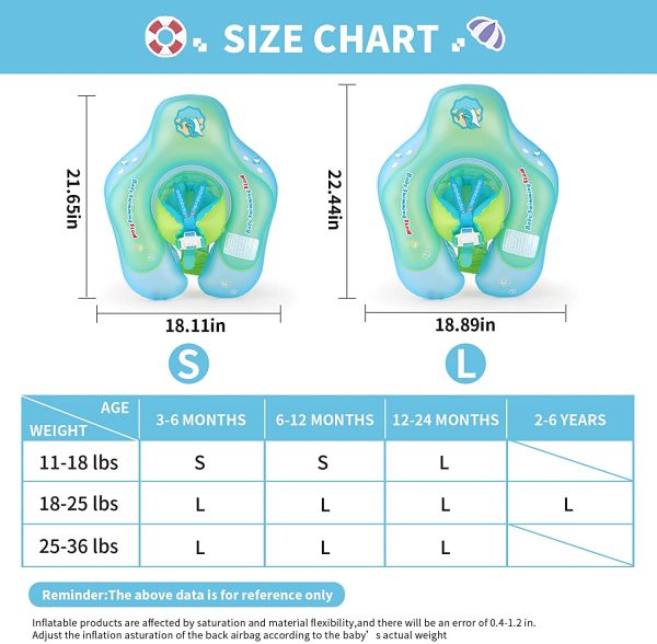 Free Swimming Baby Bouée de natation gonflable pour bébé - Aide bébé à apprendre à nager, avec pompe, pour les enfants de 3 à 36 mois – Image 2