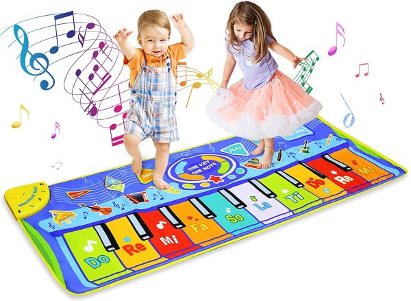 BelleStyle Tapis Musical, Tapis Piano Enfant, Tapis de Danse Tapis de Jeu Musical, 8 Sons D'instruments Jeux Musicaux, Jouets Éducatifs pour Bébé Enfant 1 2 3 4 5 6 Ans Garçons Filles - 130*48cm – Image 5