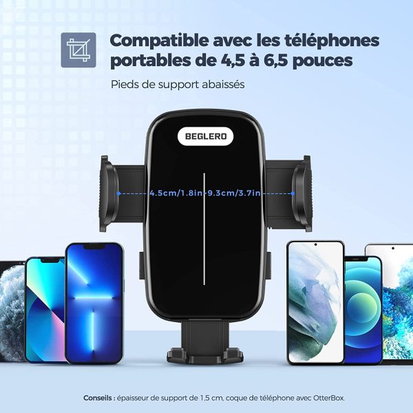 Porte Téléphone Voiture Ventouse,Support Telephone Voiture Pare Brise Tableau de Bord Compatible avec et Smartphone et GPS Appareils – Image 8