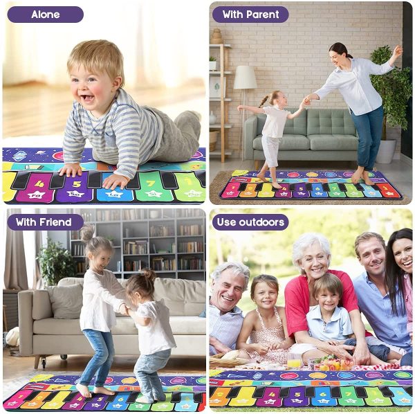 RenFox Tapis Musical, Ciel Étoilé Tapis Clavier Musical,Grand Tapis de Danse avec 10 Touches, 10 Chansons et 8 Instruments pour Garçons Filles, Jouets Éducatifs Cadeaux pour Anniversaires Noël – Image 4