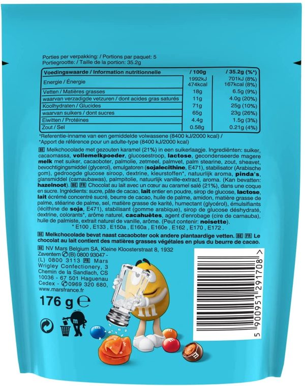 M&M's CARAMEL SALÉ - Billes au caramel salé enrobé de chocolat au lait - Pochon de 176g – Image 2