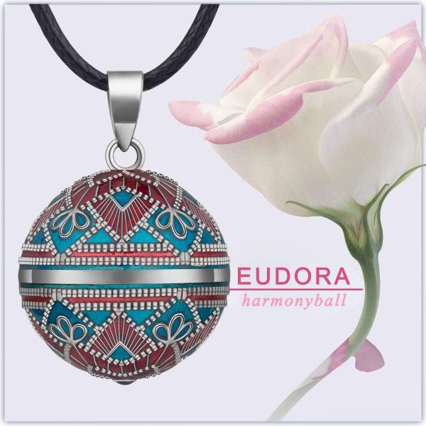 EUDORA Harmony Ball Rétro Le Style Collier Bola de Grossesse, Musique souhaitant Carillon Boule Pendentif Collier pour Femmes Dames Meilleur Cadeau de Bijoux, 76,2cm+114cm – Image 2