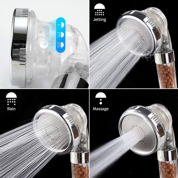 Pommeau de Douche,  Pommeau Douche Anti Calcaire avec Tuyau Économiseur d'Eau Douche avec Flexible Tuyau 2 M Douchettes Salle de Bain Haute Pression Filtre à Système de Filtrage Ionique – Image 5