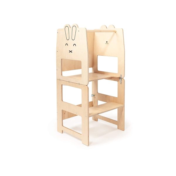 Craffox Tour d'observation pour tout-petit/LAPIN naturel/tour de cuisine/tabouret d’apprentissage Montessori/table pour enfant – Image 4