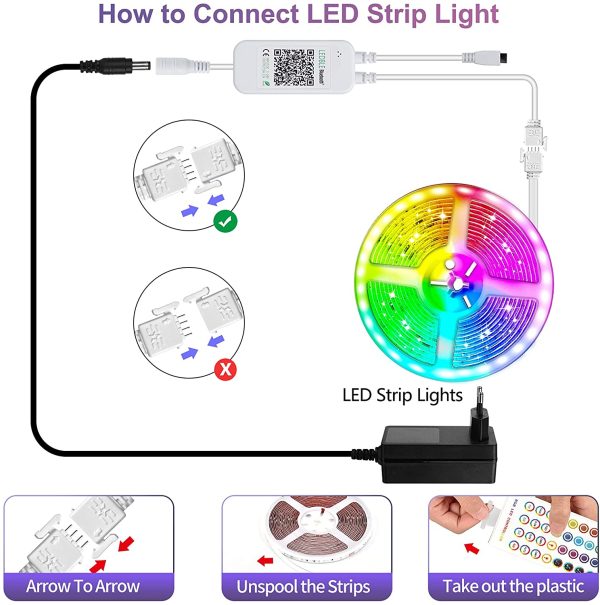 Ruban LED 6M Bande LED RGB Multicolore App Contrôle, Led Ruban avec Télécommande à 40 Touches, Synchroniser avec Rythme de Musique/Fonction de Minuterie, pour Décoration, Mariage, Chambre, Fête – Image 8