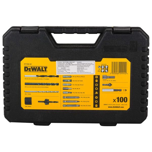 DEWALT - Coffret de 100 Pièces de Perçage et Vissage Haute Performance - DT71563-QZ ??Assortiment Polyvalent pour Perceuse et Tournevis ??Coffret avec Rangement pour Accessoires d’Outils Robuste – Image 4