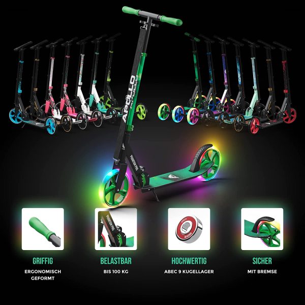 Apollo Trotinette aux Roues XXL - 200mm - Trotinette Freestyle de Ville Phantom Pro - City Scooter Pliable et à Hauteur Ajustable pour Adultes et Enfants – Image 3