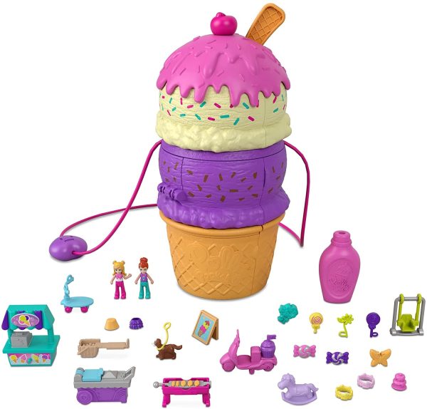 Polly Pocket Coffret Multifacettes Glace, mini-figurines Polly et Lila, 25 accessoires surprise, emballage fermé, jouet pour enfant, HFR00 – Image 3