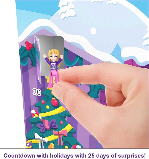 Polly Pocket Calendrier de l’Avent sur le thème de Noël en famille avec 25 surprises, jouet pour enfant dès 4 ans, GYW07 – Image 4