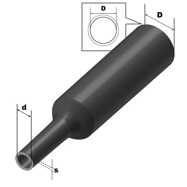 Gaine thermorétractable 2:1 noire Sélection de 13 diamètres et 6 longueurs de ISOLATECH (ici : Ø1mm - 1 mètre)