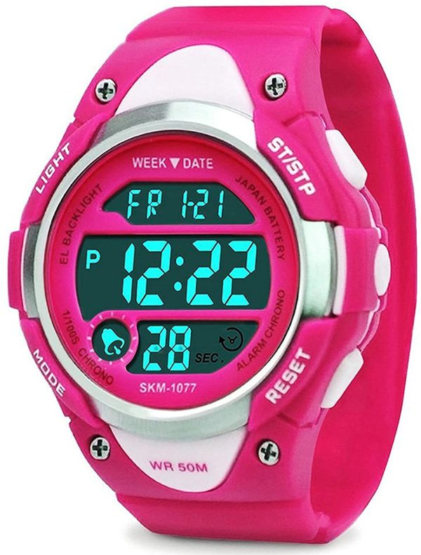 Digital montres pour filles cadeaux ??Enfants Sports de plein air montre avec rétro-éclairage LED, 5 ATM étanche montre de sport électroniques pour enfants avec semaine pour adolescents Rose par RSVOM – Image 7