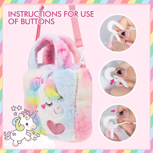 Hifot Licorne Peluche sac à main Enfant, Mignon Sac Bandouliere avec Sangle Amovible pour Filles Adolescentes Femmes – Image 5