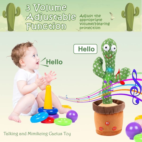 seOSTO Cactus en Peluche Dansant Chantant et Dansant - Jouet électronique en Forme de Cactus pour Enfants - Jouet éducatif Amusant pour Les Enfants (Cactus à Trois Bords) – Image 6