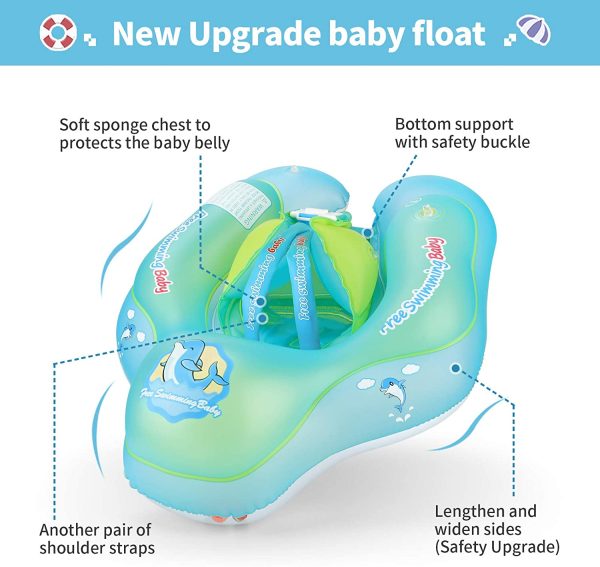 Free Swimming Baby Bouée de natation gonflable pour bébé - Aide bébé à apprendre à nager, avec pompe, pour les enfants de 3 à 36 mois – Image 3