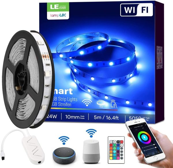 Ruban D WiFi Connecté 5M 18W RGB 5050 16 Millions de Couleurs, Bande D Multicolore avec Minuterie et Télécommande, Fonctionne avec Alexa, Google Home, Smartphone APP (2.4GHz) – Image 6