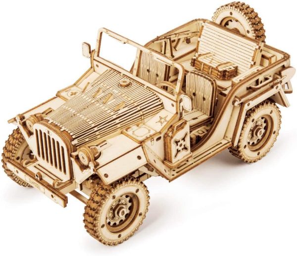 ROKR Car en Bois à Construire - 3D Puzzle Maquette Bois - Maquette mécanique pour des Enfants et des Adulte (Army JEE – Image 4