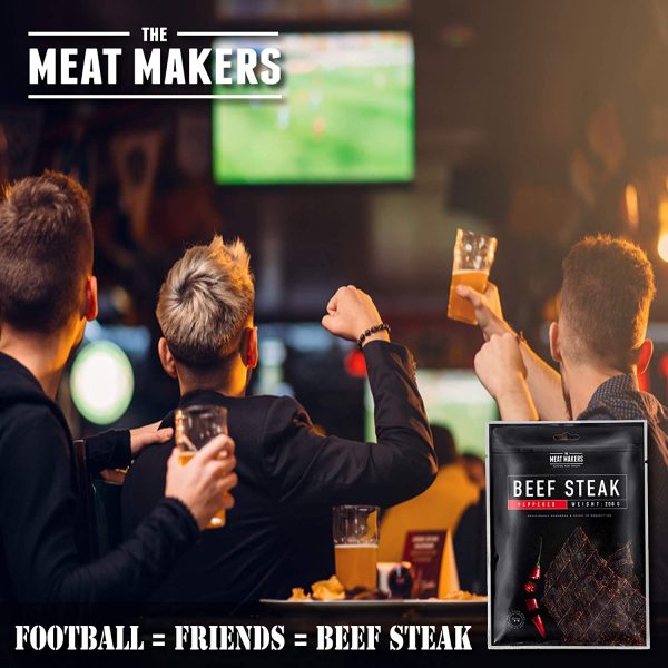 The Meat Makers | BIG PACK Spicy Peppered Dried Beef Jerky Steak (200g) - Viande Séchée de Boeuf