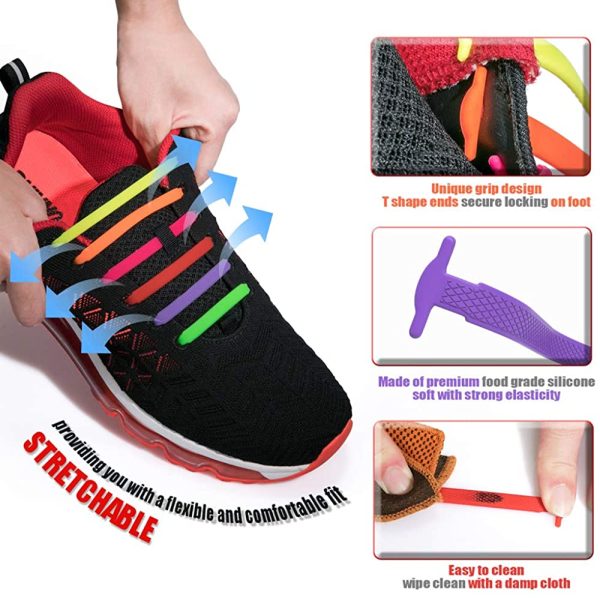 HOMAR No Tie Lacets pour les enfants et adultes - Best in Sports Fan Lacets imperméables Silicon Flat élastiques Lacets de sport course de chaussures pour Shoes Sneaker Conseil Bottes et Souliers