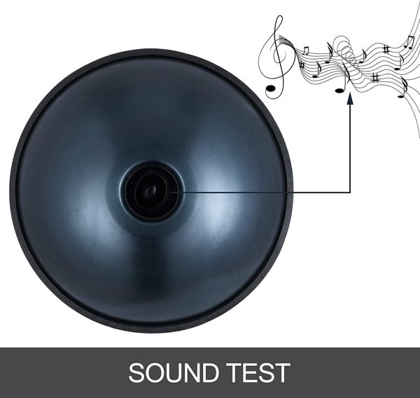 BuoQua Tambour à main Blue Harmonic Tambour à main en ré mineur 9 notes Tambour à main en acier de 22 pouces avec sac à main souple Pan à main Hang Drum SG9NOTE56CMBLUE01 – Image 6