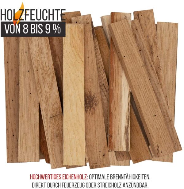 Aleko Parkett Bois de chauffage et d'allumage non traité pour cheminée ou grill Chêne 28 kg