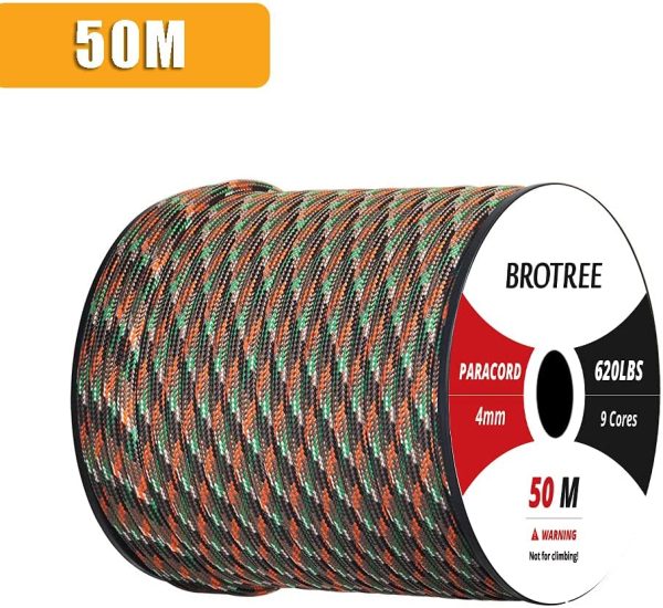 Brotree Paracorde 550 Corde de Parachute 9 Brins en Nylon Corde de Survie (Standard, Réfléchissante)