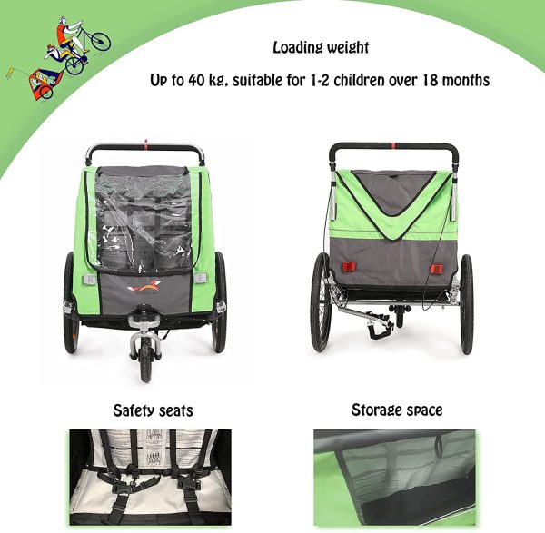 Fiximaster BT504S - Poussette bébé multifonction 2 en 1 - remorque bébé pour vélo – Image 5