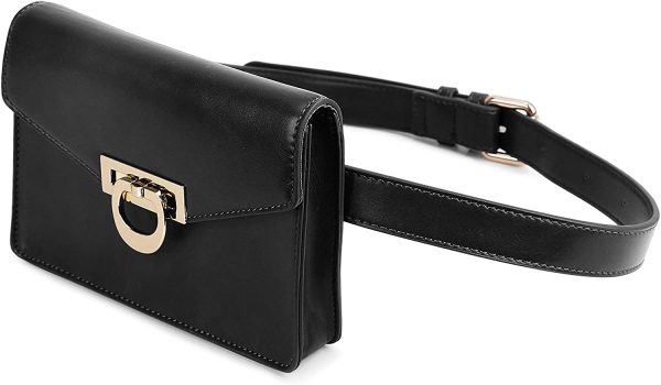 ECOSUSI Sac Banane Femme Sac Ceinture en Cuir PU Petit Sac Bandoulière Femme Fanny Pack Sac Taille pour Loisir/Voyage/Sports/Fête,Noir,S – Image 3