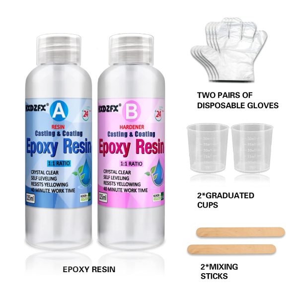 Epoxy Resin Transparente 9.7 oz/250ml Kit ??1: 1 Ratio Revêtement en résine époxy cristalline pour bois, bar, table, fabrication de bijoux, décoration artisanale – Image 8