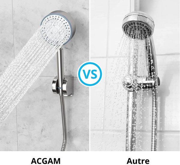 Pommeau de Douche, Pommeau Douche Economiseur D'eau avec Tuyau 2M Douchette Douche Aalle de Bain Economie d'Eau Haute Pression en Acier Inoxydable 304 Installation et Nettoyage Faciles – Image 7