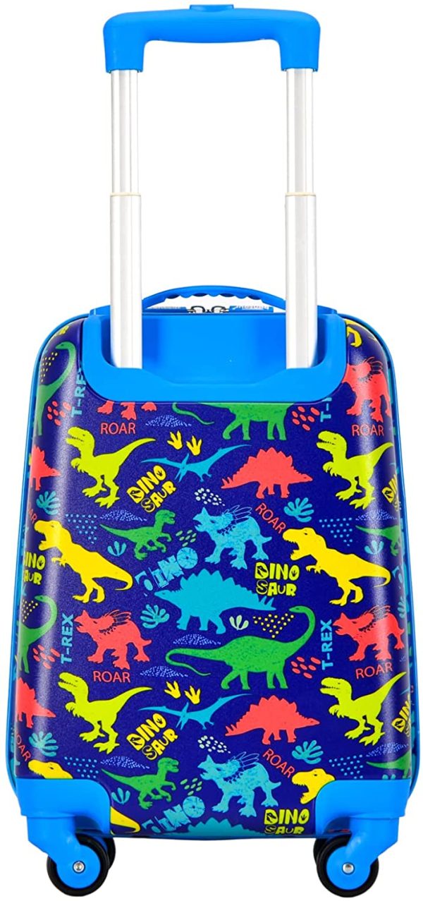 BONTOUR Valise de Voyage pour Enfant - avec 4 roulettes - Motif Dessin animé, Conception améliorée, résistant aux Rayures (Dino) – Image 4