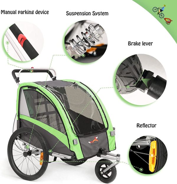 Fiximaster BT504S - Poussette bébé multifonction 2 en 1 - remorque bébé pour vélo – Image 2