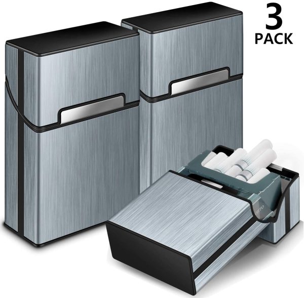 Étui à Cigarettes Yosemy 3pcs Porte Boîte de Cigarette Homme Porte Cigarette en Aluminium Plastique Etui Paquet Cigarette Paquet de Cigarettes avec Fermeture Aimantée (Gris) – Image 6