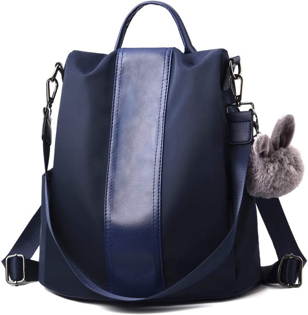 Charmore Femme Sac À Dos Étanche En Nylon Sacs D'école Anti-vol Sacs À Bandoulière - Bleu Foncé - M – Image 5