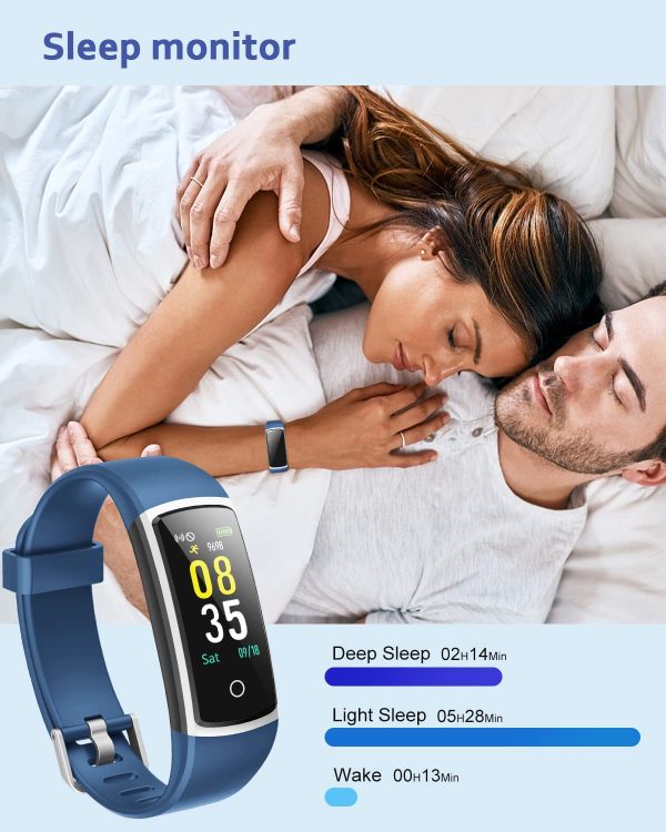 Montre Connectée Femme Homme Bracelet Connecté Tension Artérielle Podometre Marche Montre Sport Cardiofrequencemetre Tensiomètre Trackers d'Activité Calories Dépensées pour Android iOS – Image 6