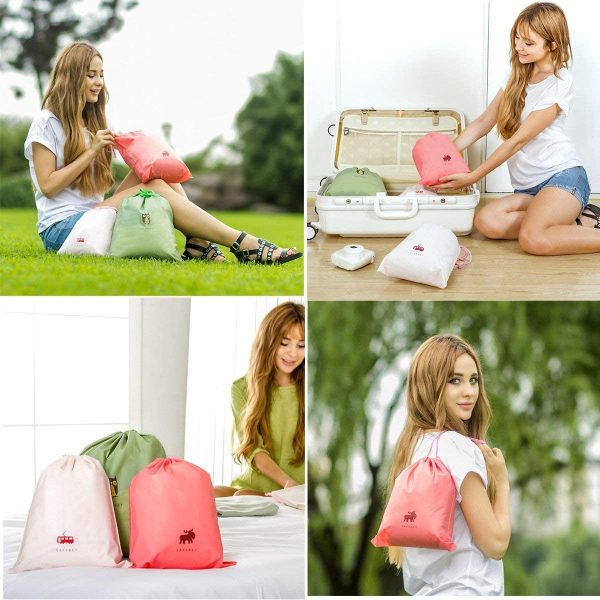 Creativee Lot de sacs de rangement étanche avec cordon de serrage, pour la gym, le sport, la natation, pour transporter le nécessaire de voyage, vêtements, lessive, trousse de toilette – Image 4