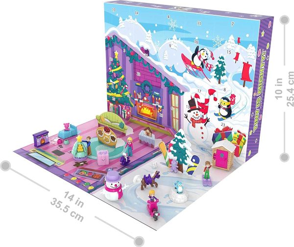 Polly Pocket Calendrier de l’Avent sur le thème de Noël en famille avec 25 surprises, jouet pour enfant dès 4 ans, GYW07 – Image 3