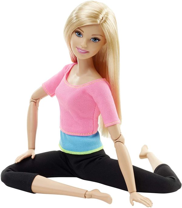 Barbie Made to Move poupée articulée Fitness ultra flexible blonde avec haut rose et 22 points d'articulations, jouet pour enfant, DHL82