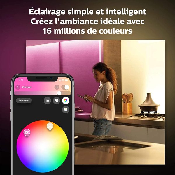 Philips Hue White & Color Ambiance Indoor LightStrips+ 2m base connectique, compatible Bluetooth