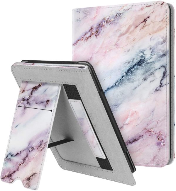 FINTIE Coque pour 6" Kindle Paperwhite (10e Génération, 2018 / Tous Ancienne Génération 2012-2018) - Étui Kick-Stand avec Fente pour Carte et dragonne, Veille/Réveil Automatique, Marble Pink – Image 4