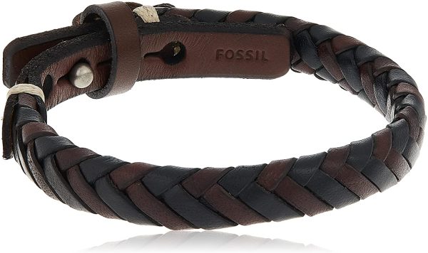 Fossil Homme Bracelet marron en cuir tressé JA5932716 – Image 3