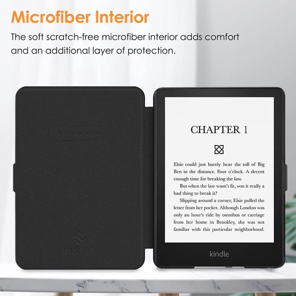 FINTIE Étui pour 6,8" Kindle Paperwhite (11e génération, modèle 2021), Coque de Protection Mince et Léger, Housse Fermeture Magnétique Auto Réveil/Veille, Noir