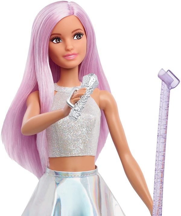 Barbie Métiers poupée Pop Star, chanteuse avec micro et cheveux roses, jouet pour enfant, FXN98 – Image 3