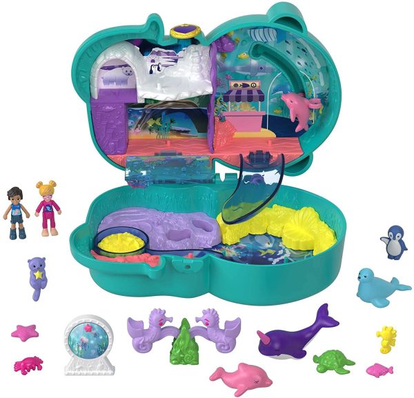 Polly Pocket Coffret Loutre Aquatique, thème aquarium, avec mini-figurines Polly et Nicolas, 5 surprises, 12 accessoires, jouet pour enfant, HCG16 – Image 6