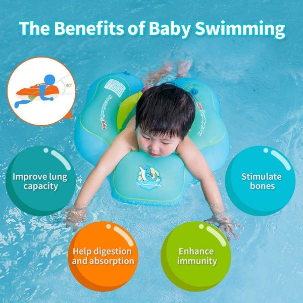 Free Swimming Baby Bouée de natation gonflable pour bébé - Aide bébé à apprendre à nager, avec pompe, pour les enfants de 3 à 36 mois – Image 5