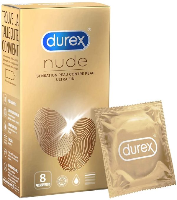 Durex - Préservatifs Nude - 8 Préservatifs Sensation Peau Contre Peau