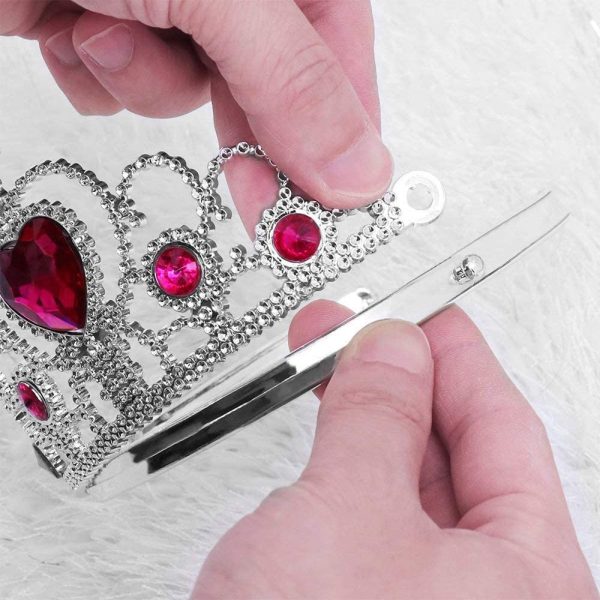 Princesse Tiara Crown, Diadème Couronne Princesse, Pour la Fête D'anniversaire des Petites Filles et le Jeu D'imitation D'Halloween (Rose Rouge) – Image 3