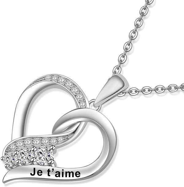 ENGSWA Collier Personnalisable Femme Argent 925 avec Gravure Pendentif Cœur Cadeau Amoureux Mère Maman Grand-Mère Fille – Image 6