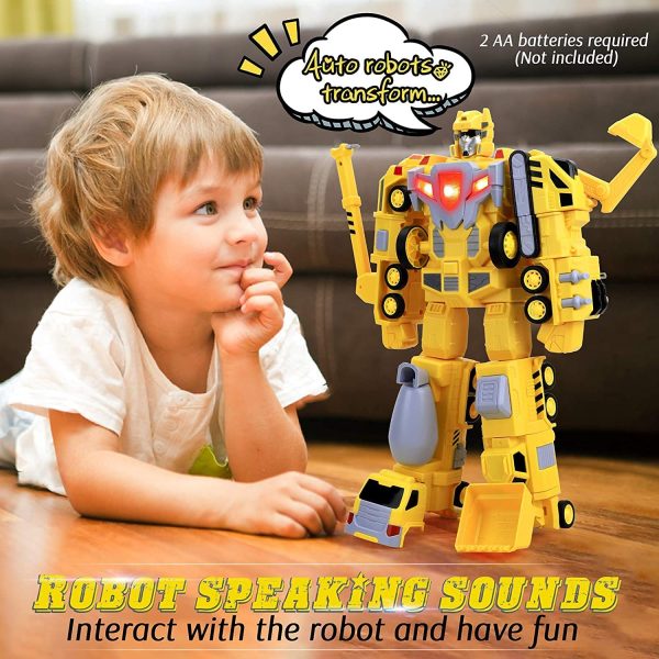 Transformer Robot Voiture Jouets Camion, Dump, Grue, Excavatrice, Bulldozer, Véhicules de Construction Jouets Cadeaux pour 3 4 5 6 Ans Garçon Filles Enfants Cadeau d'anniversaire – Image 5