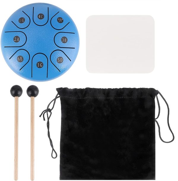 Tambour en acier, 8 notes de 6 pouces, tambours en acier, mini outil à percussion en acier avec sac, livre de musique pour camping, yoga, méditation – Image 5